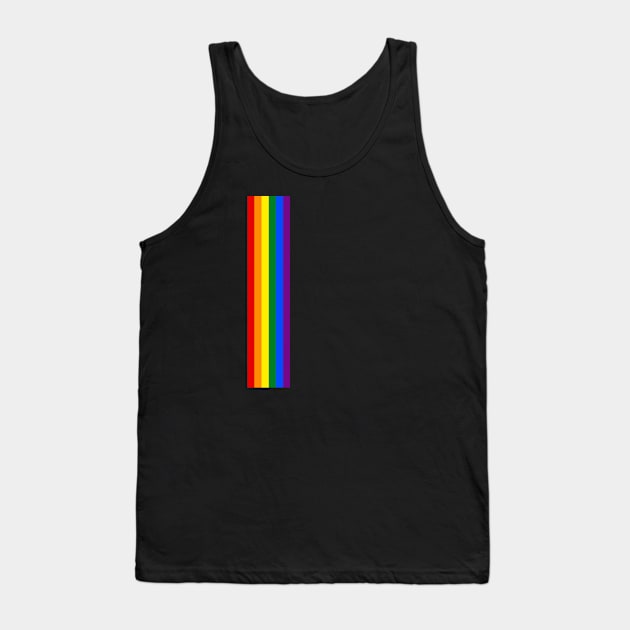 Gay Pride Flag Vertical Stripe on Black Tank Top by VernenInk